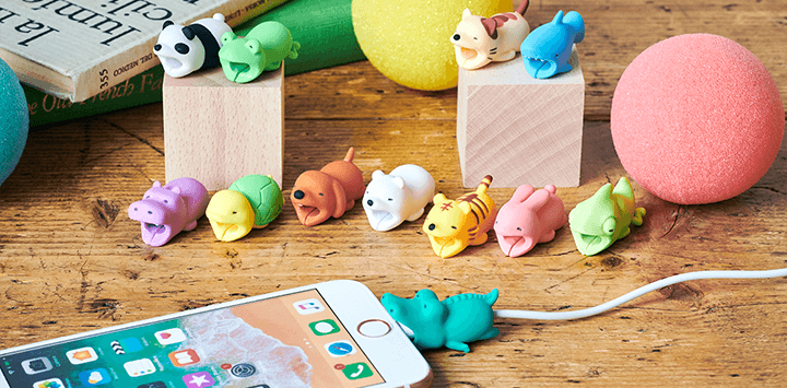 Animal Bite Cable Protector 5 Pack with 2 Pack Cable Ties,Cute Cable Buddies Fit iPhone,Micro USB Type C Charging Cords Data Line Protection with a Storage Case.